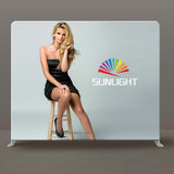 Trade Show Booth Event Backwall Swift Step and Repeat Stand w/ Dye-Sub Fabric Backdrop, 8'w x 8'h