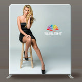 Trade Show Booth Event Backwall Swift Step and Repeat Stand w/ Dye-Sub Fabric Backdrop, 8'w x 8'h